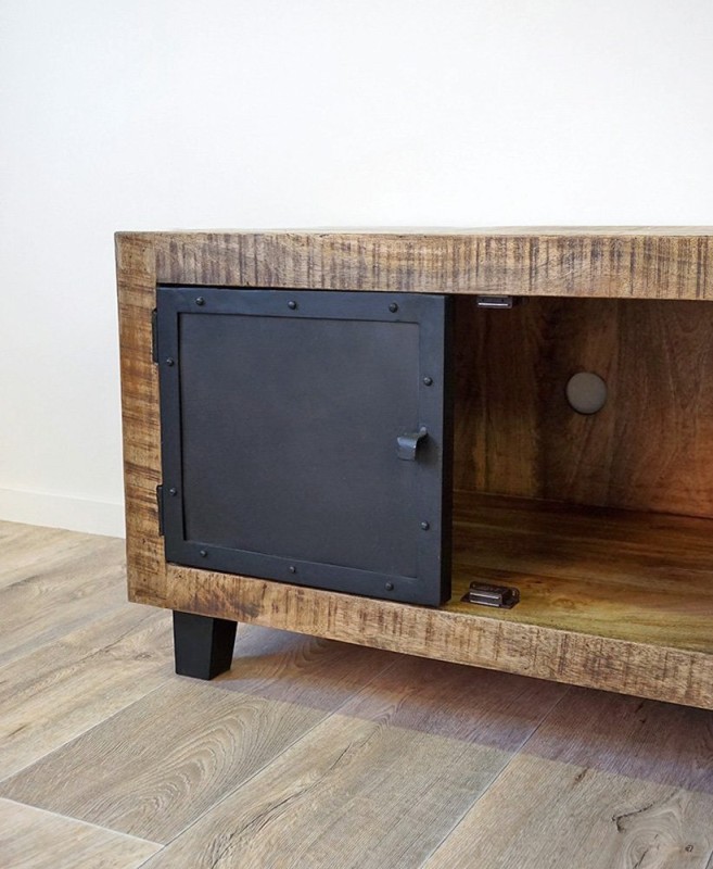 Meuble TV bois & métal 115 cm - Brooklyn