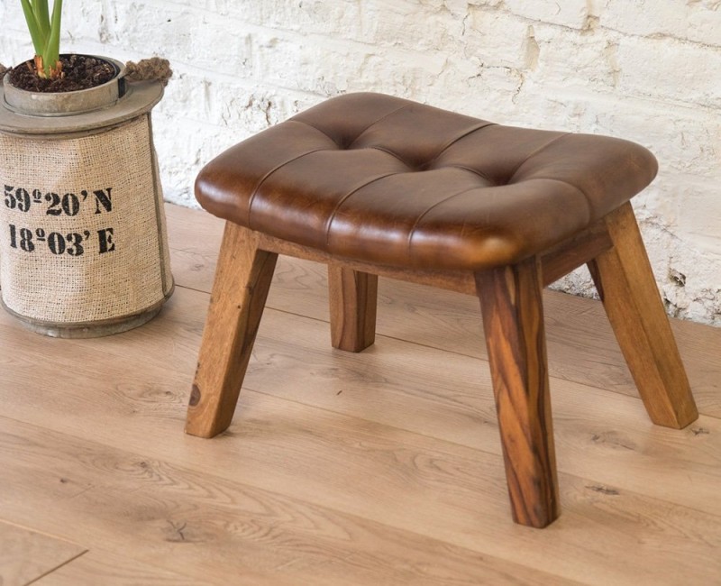Tabouret d’appoint en cuir PLAZA