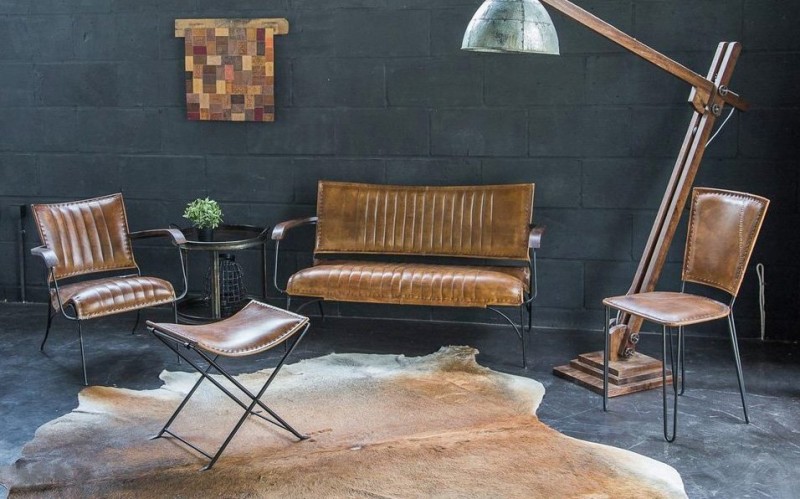 Tabouret d’appoint pliant en cuir vintage - Smart