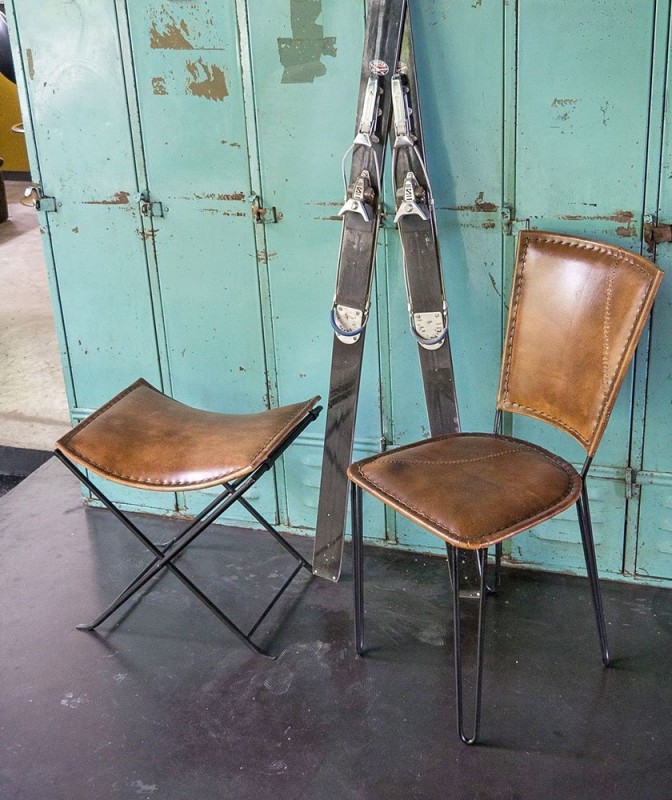 Tabouret d’appoint pliant en cuir vintage - Smart