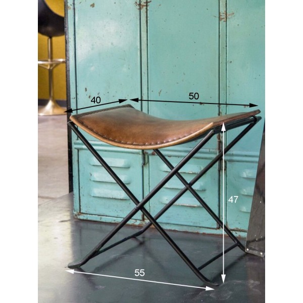 Tabouret d’appoint pliant en cuir vintage SMART