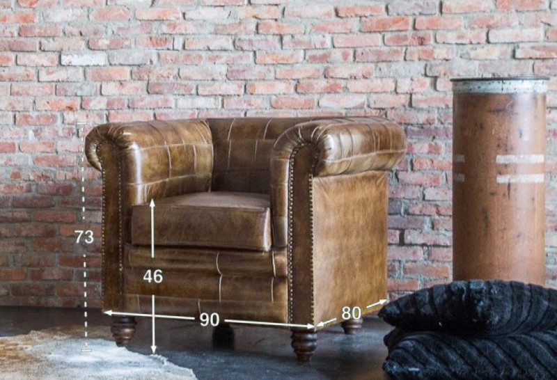 Fauteuil chesterfield en cuir patchwork