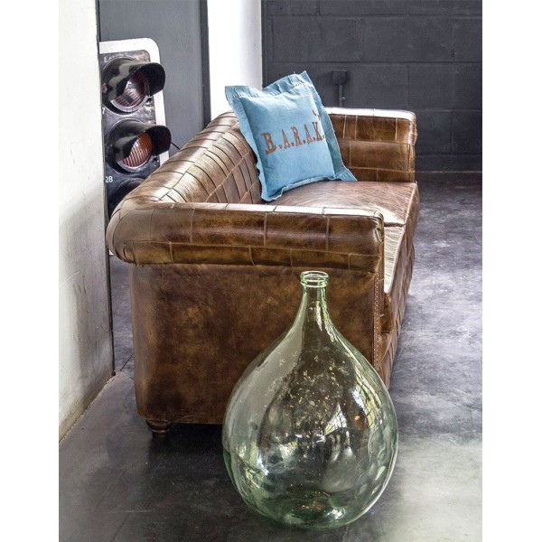 Canapé chesterfield en cuir patchwork 3 places