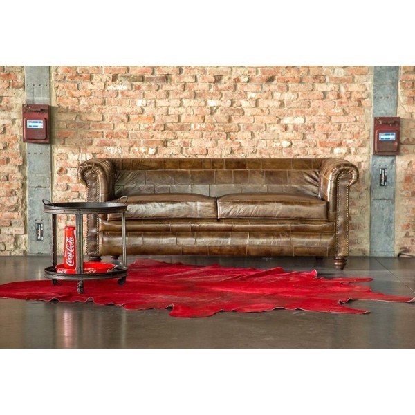 Canapé chesterfield en cuir patchwork 3 places