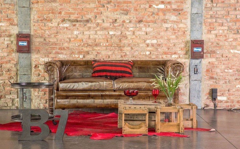 Canapé chesterfield en cuir patchwork 3 places