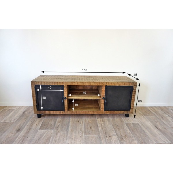 Meuble TV bois & metal BROOKLYN 115 cm