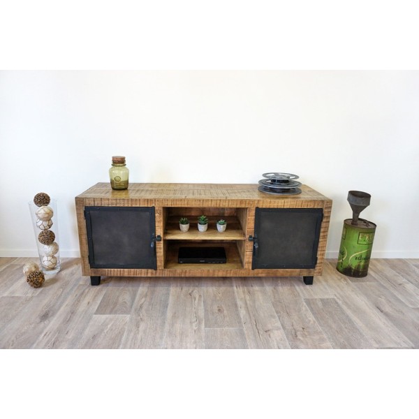 Meuble TV bois & metal BROOKLYN 115 cm