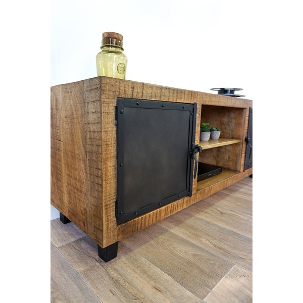 Meuble TV bois & metal BROOKLYN 115 cm
