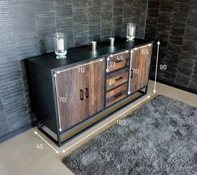 Grand buffet industriel 3 portes - Recycled