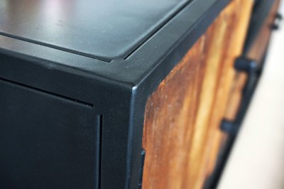 Petit meuble TV industriel en bois recyclé - Recycled