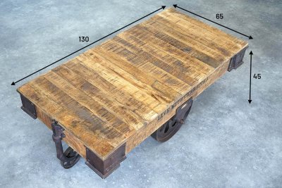 Table basse industrielle finition rouille