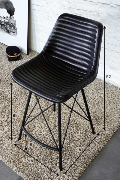 Chaise haute de cuisine en cuir strié