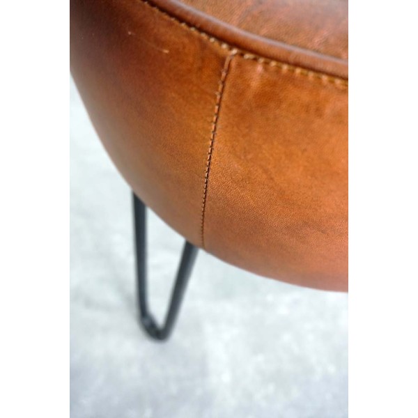 Tabouret industriel en cuir "Leitmotiv"