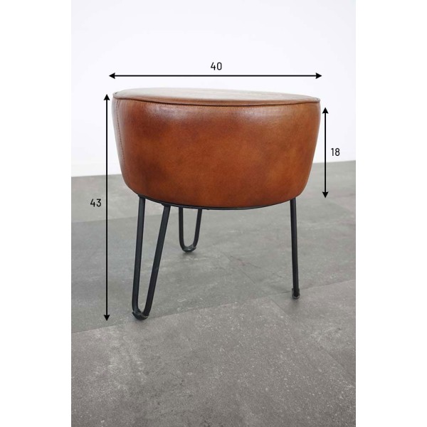Tabouret industriel en cuir "Leitmotiv"