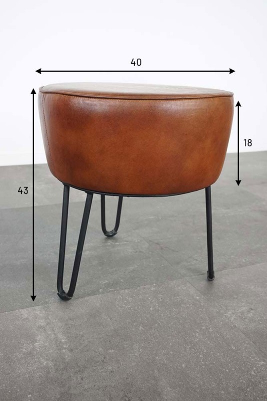 Tabouret industriel en cuir "Leitmotiv"