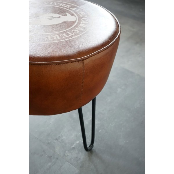 Tabouret industriel en cuir "Leitmotiv"