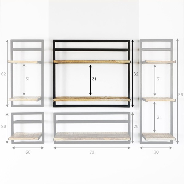 Etagère bois et métal 70 x 60 - Selfsh