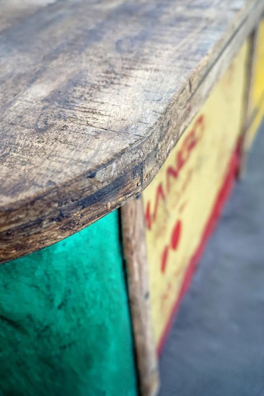 Banc coffre métal recyclé et bois