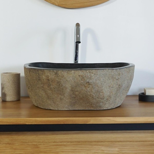 Vasque de salle bain à poser en pierre - River Stone