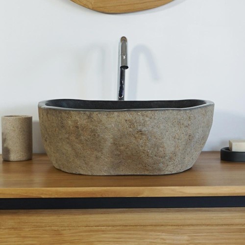 Vasque de salle bain à poser en pierre - River Stone