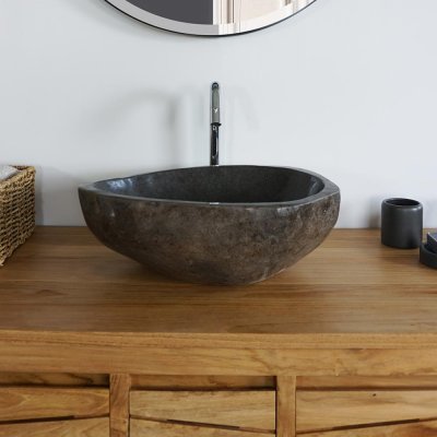 Vasque de salle bain à poser en pierre polie - River Stone