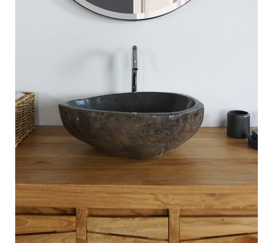Vasque de salle bain à poser en pierre polie - River Stone