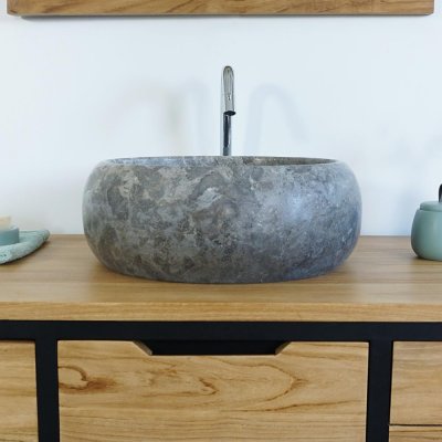 Vasque de salle bain à poser en pierre - Lotus