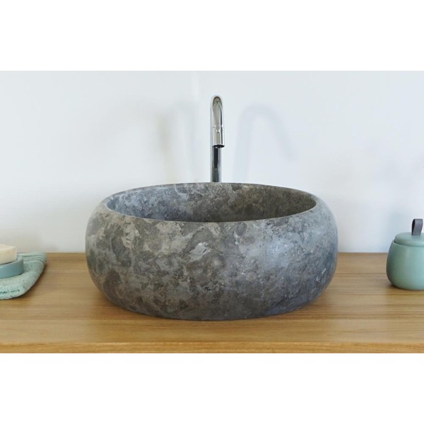 Vasque de salle bain à poser en pierre - Lotus