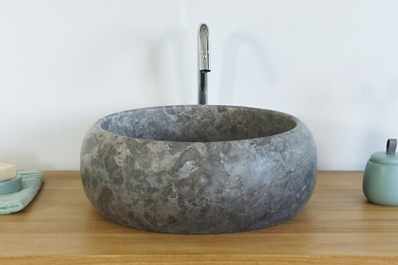 Vasque de salle bain à poser en pierre - Lotus