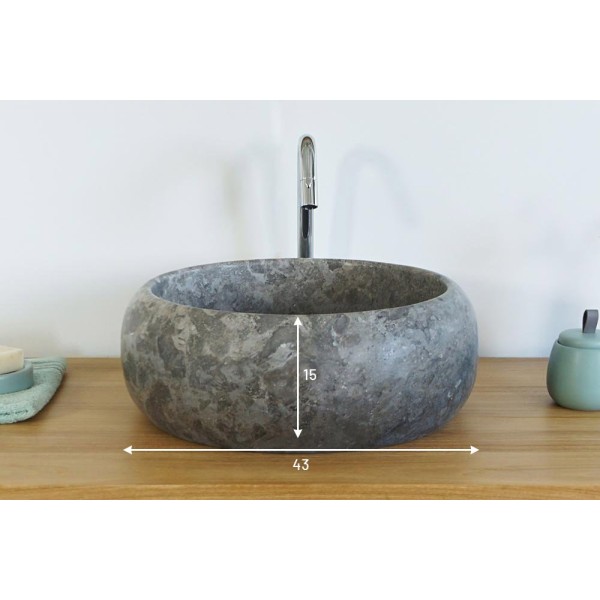 Vasque de salle bain à poser en pierre - Lotus