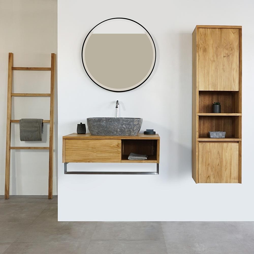 Meuble De Salle De Bain HOMCOM à Fixer Au Mur – 61x20x84 Cm, Blanc, 2 Portes, étagères Réglables - 3