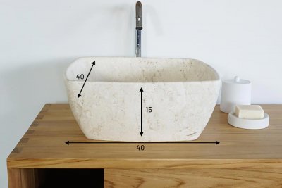 Vasque de salle bain à poser en pierre - Sakura