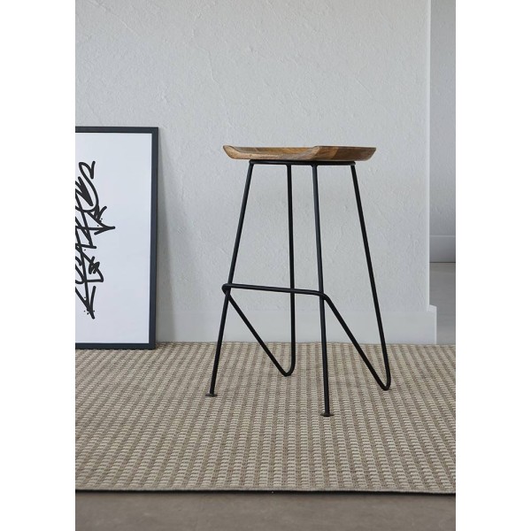 Tabouret haut en acier et bois