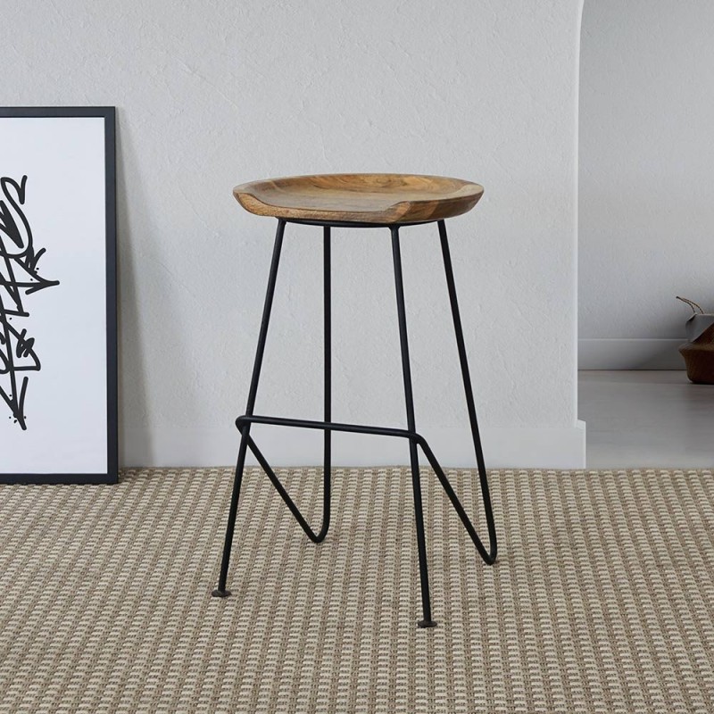 Tabouret haut en acier et bois