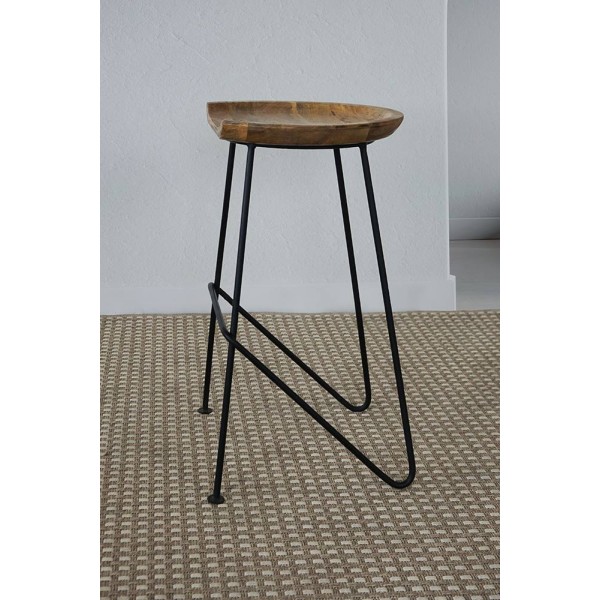 Tabouret haut en acier et bois