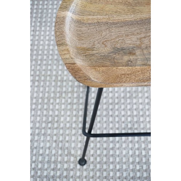 Tabouret haut en acier et bois