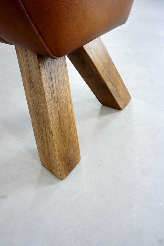 Banc en bois et cuir naturel - Navona