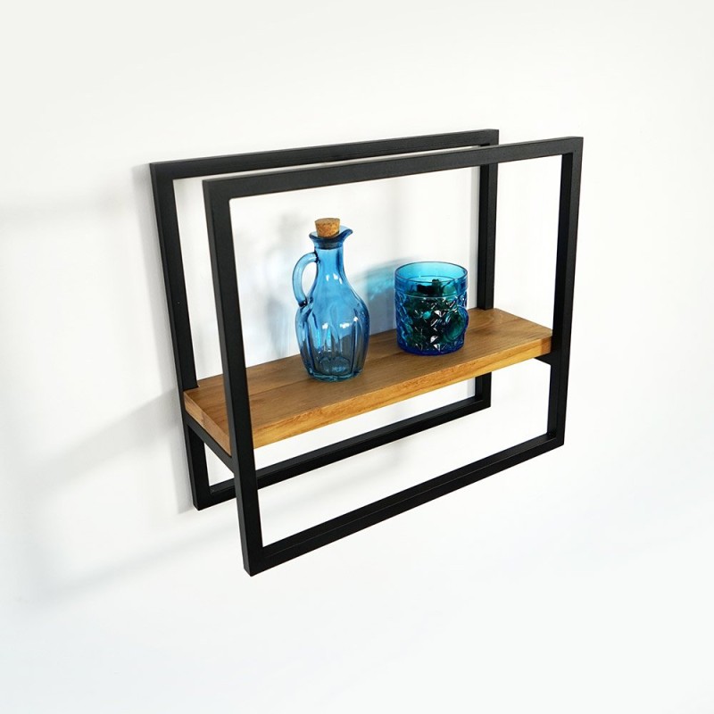Etagère murale rectangulaire bois et métal 40 x 35 cm - Strip