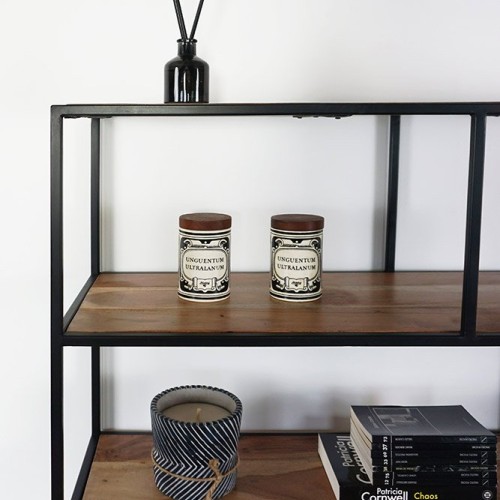 Etagère bibliothèque industrielle bois et métal