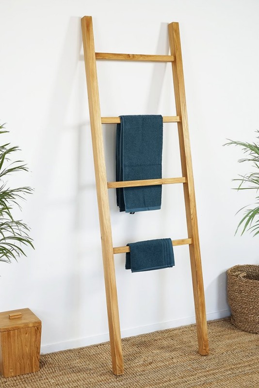 Échelle porte serviette en bois de teck 180 cm