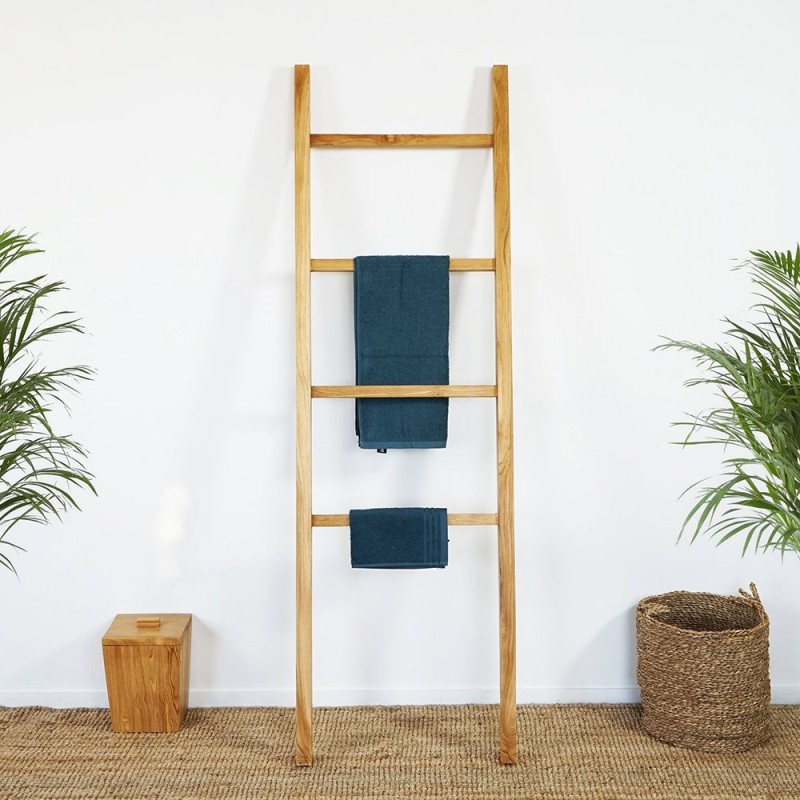 Échelle porte serviette en bois de teck 180 cm