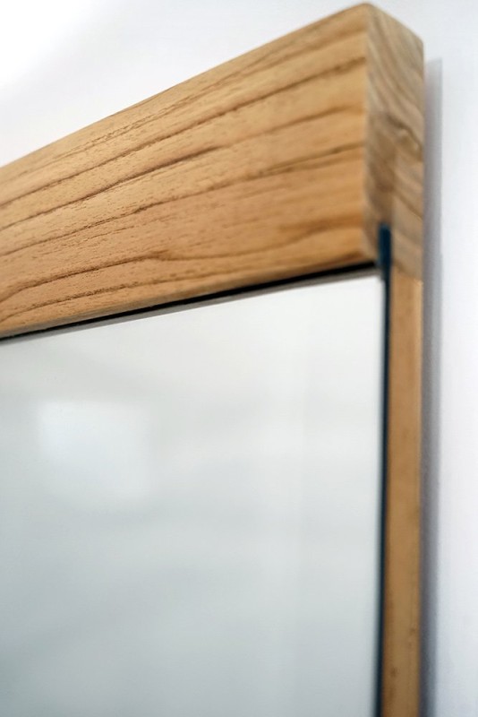 Miroir rectangulaire 80 cm double cadre en bois