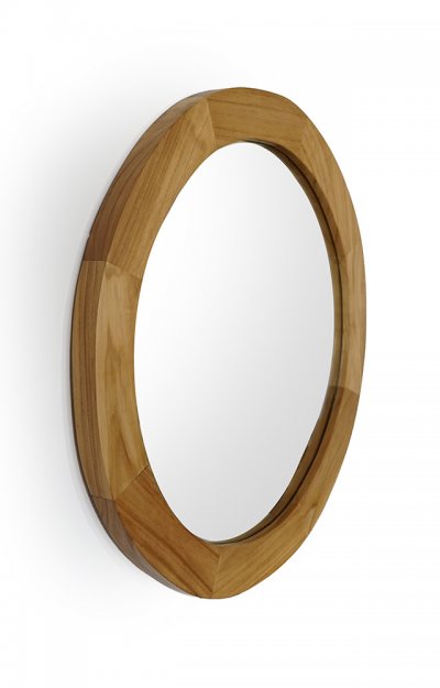 Miroir rond 60 cm avec cadre en bois