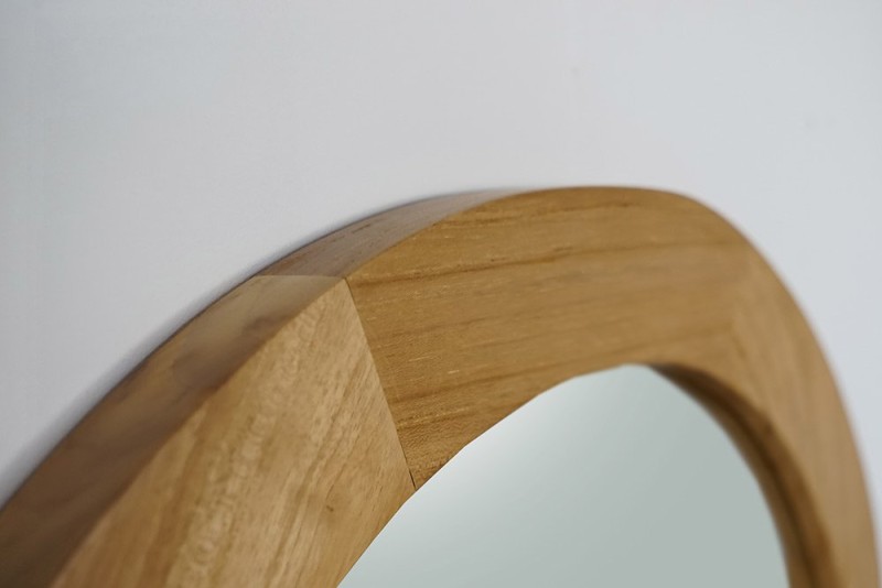 Miroir rond 60 cm avec cadre en bois