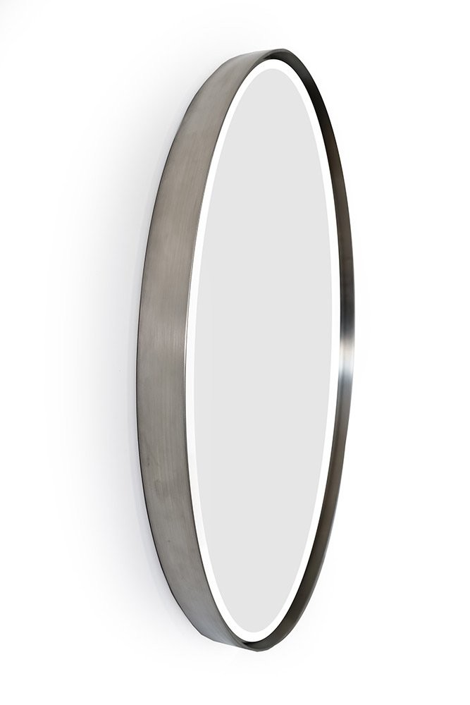 Miroir Rond LED 70 Cm Avec Cadre Aluminium Noir - éclairage Frontal Dimmable, Anti-buée, Pour Salle De Bain, Installation Facile
