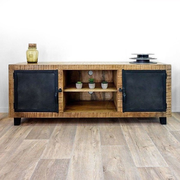Meuble TV bois & metal BROOKLYN 115 cm