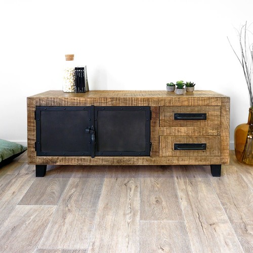Meuble TV bois & metal BROOKLYN 115 cm