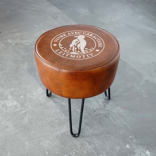 Tabouret industriel en cuir "Leitmotiv"