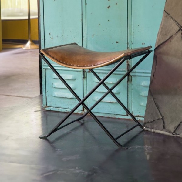 Tabouret d’appoint pliant en cuir vintage SMART