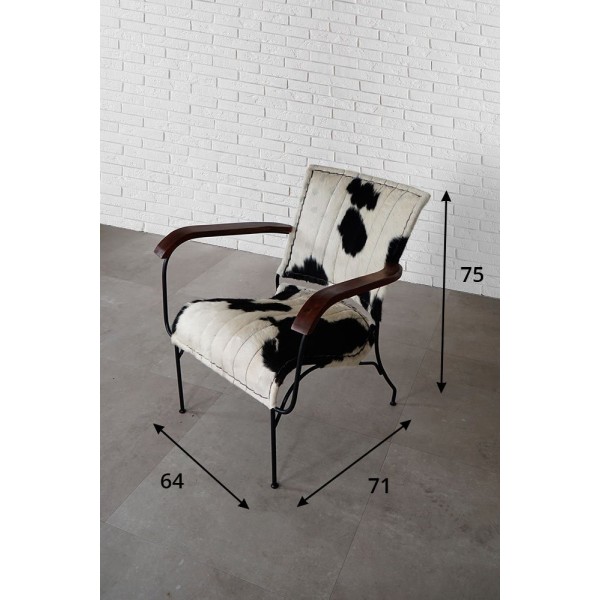 Fauteuil en cuir véritable noir/blanc